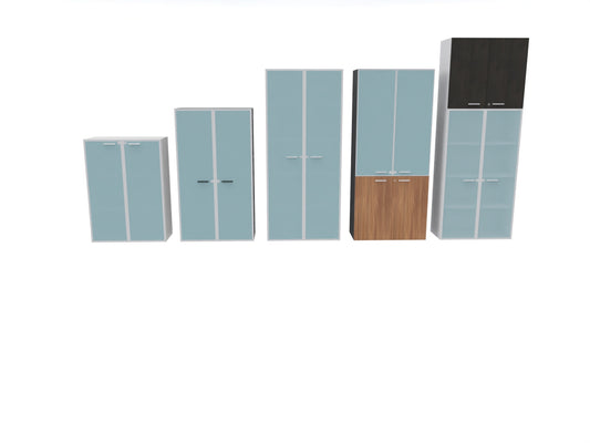 Libreria con Ante in Vetro Satinato da L.90 x P.45 + Top mod. Pilastro