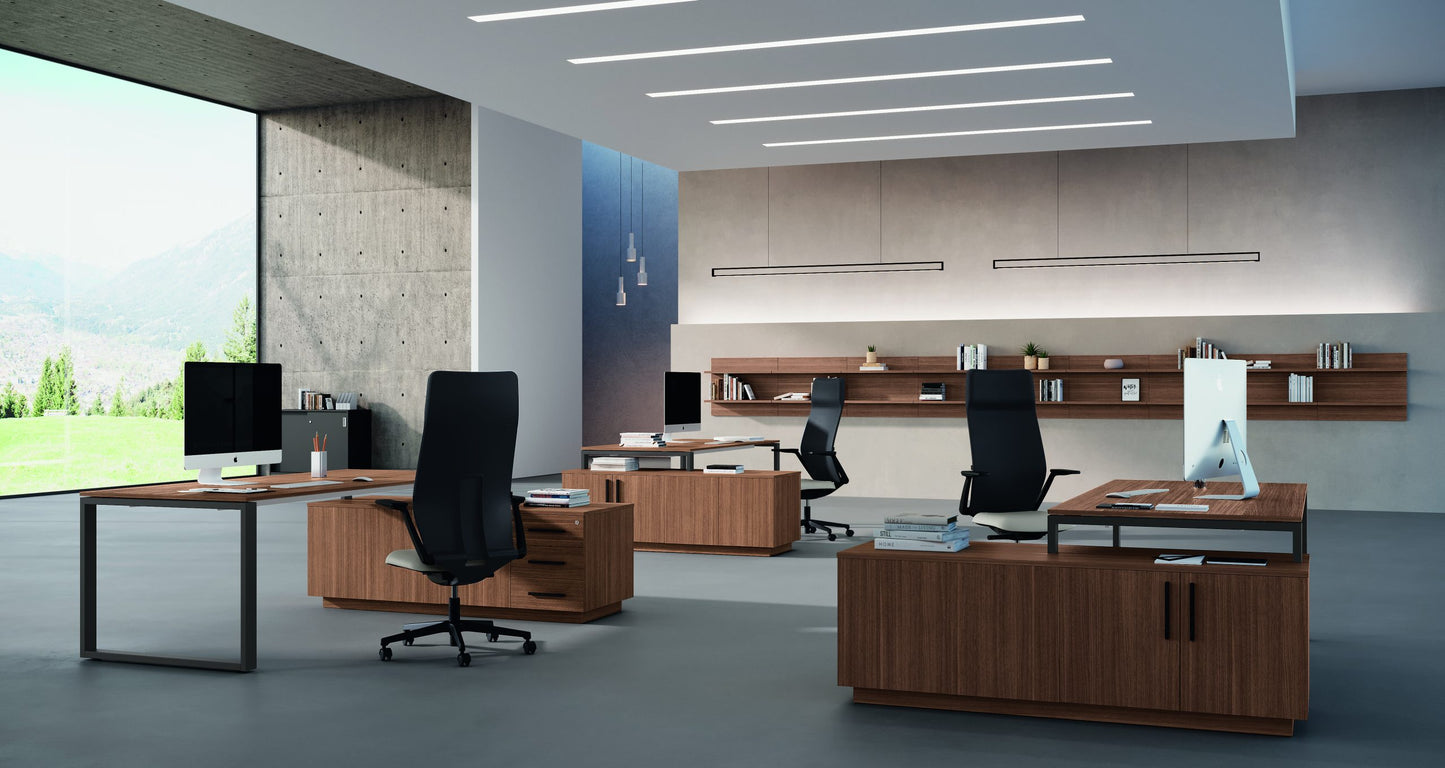 Composizione Scrivania Executive + Mobile servente mod. Boss