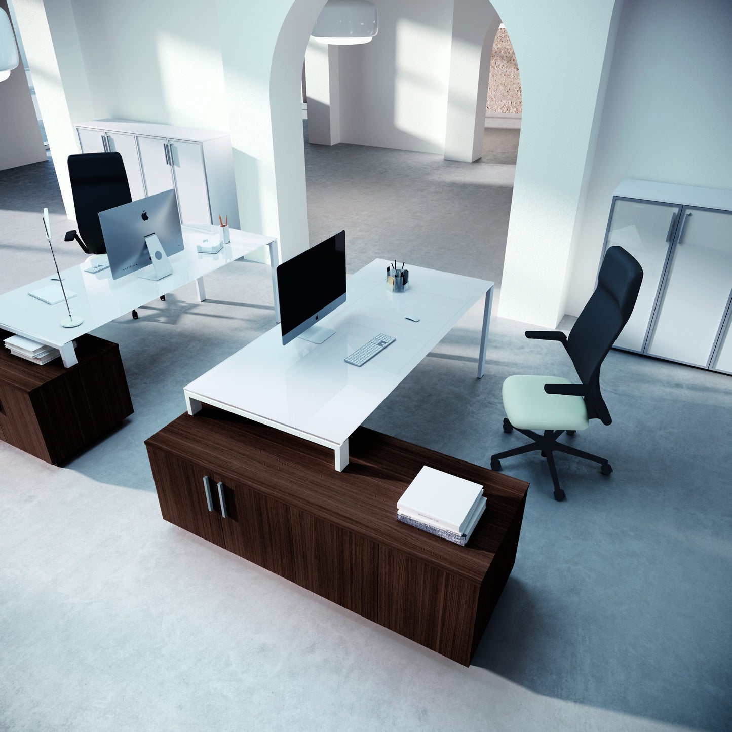 Composizione Scrivania Executive + Mobile servente mod. Boss