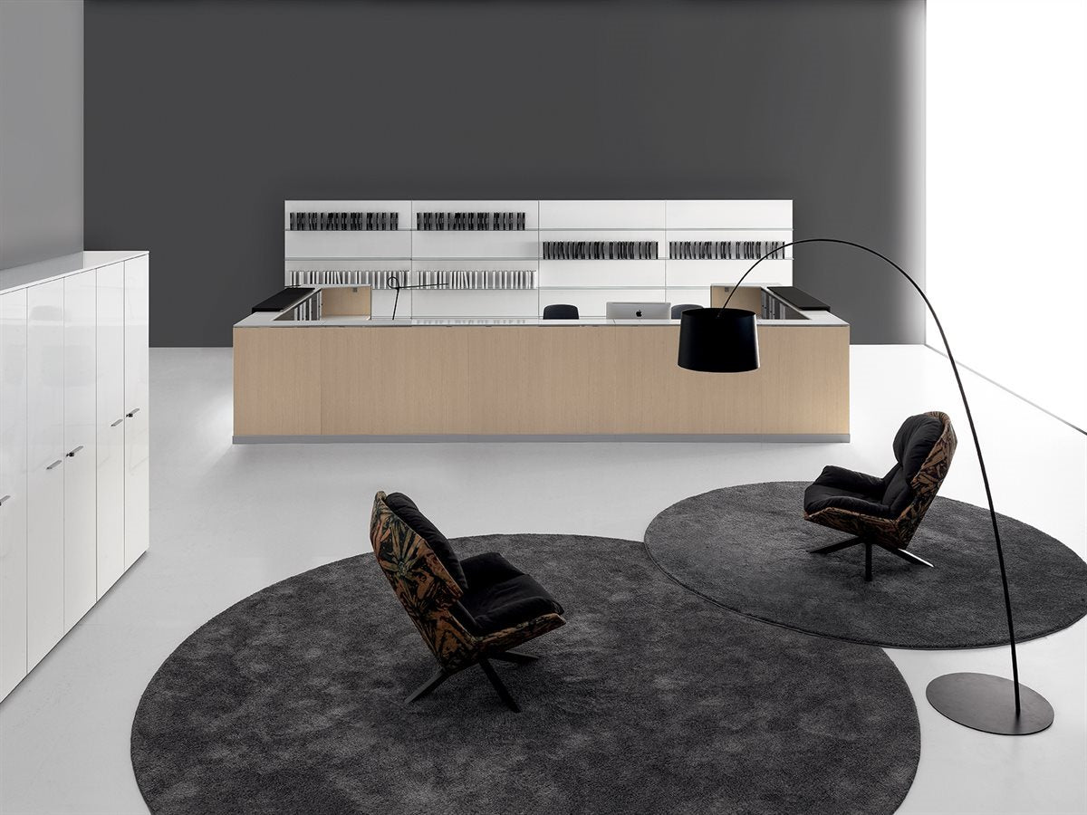 Bancone reception Origami, configurazione a L