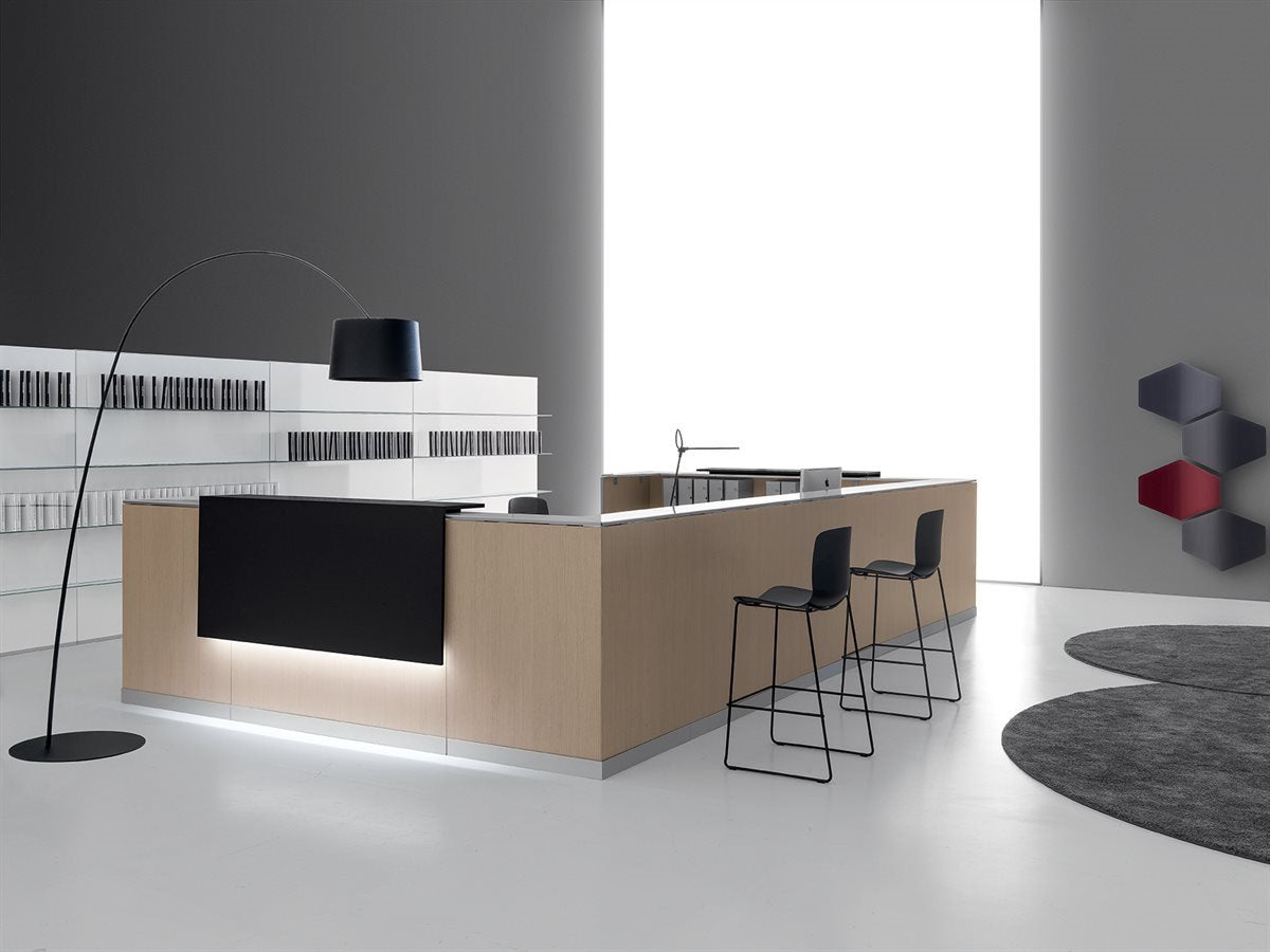 Bancone reception Origami, finitura legno