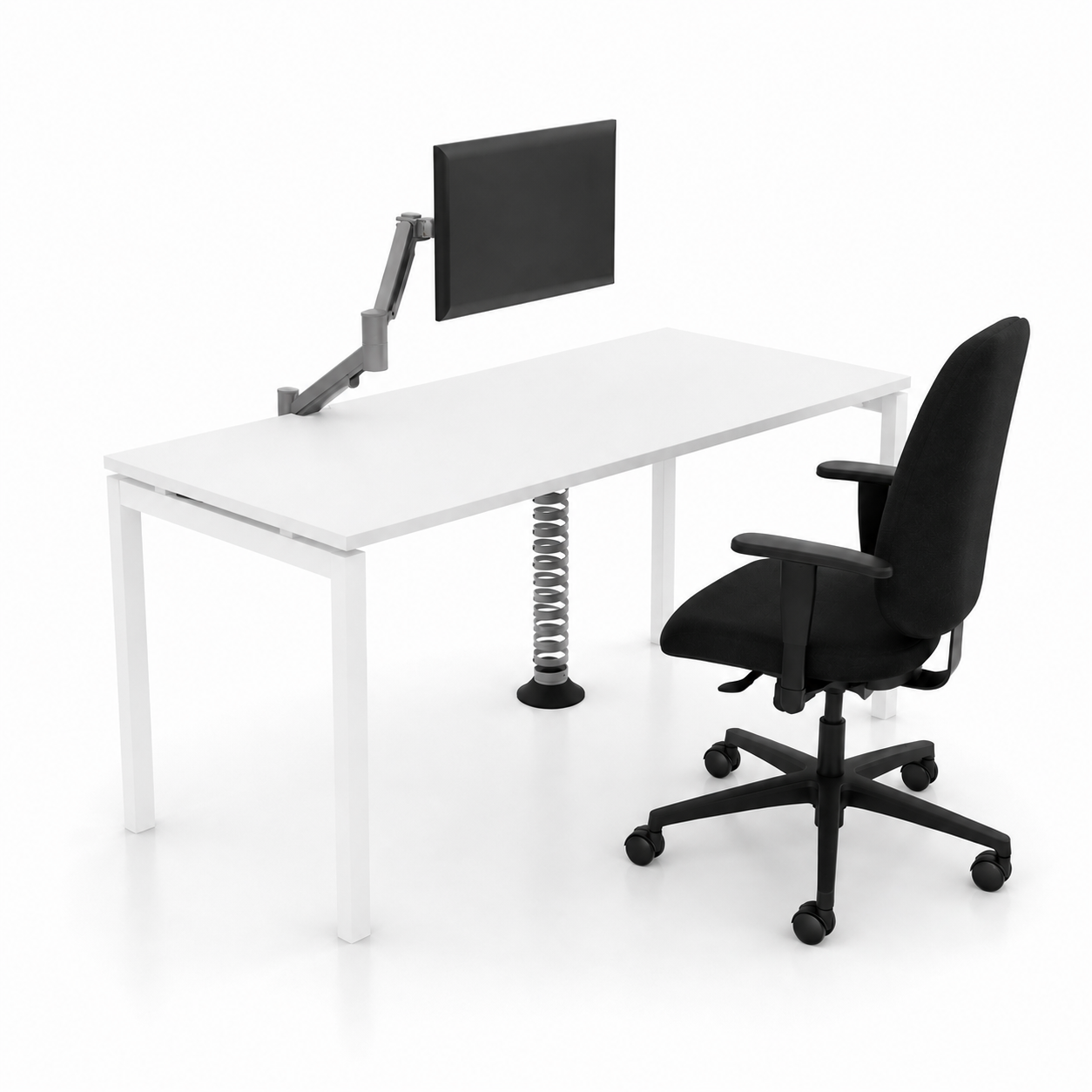 Postazione Home Office Completa, piano bianco e gambe bianche