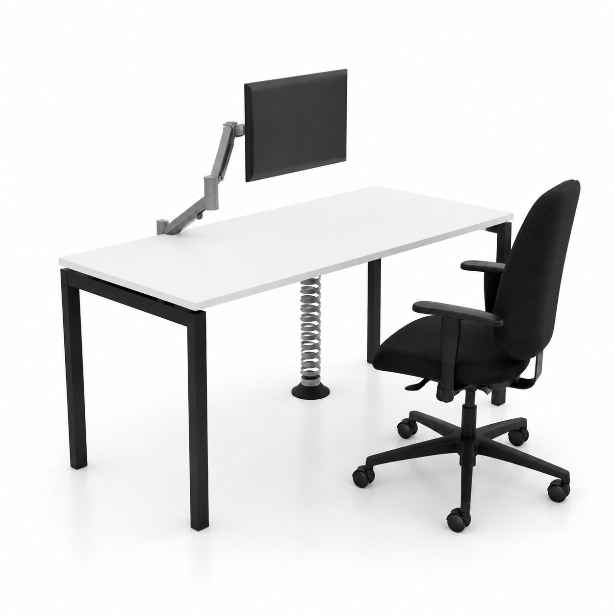 Postazione Home Office Completa, piano bianco e gambe nere