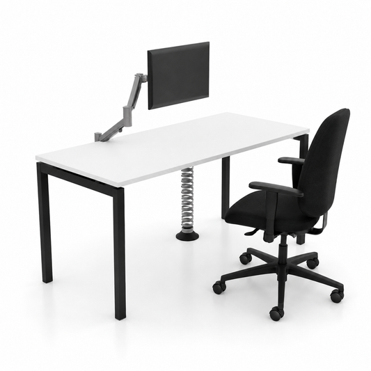 Postazione Home Office Completa, piano bianco e gambe nere