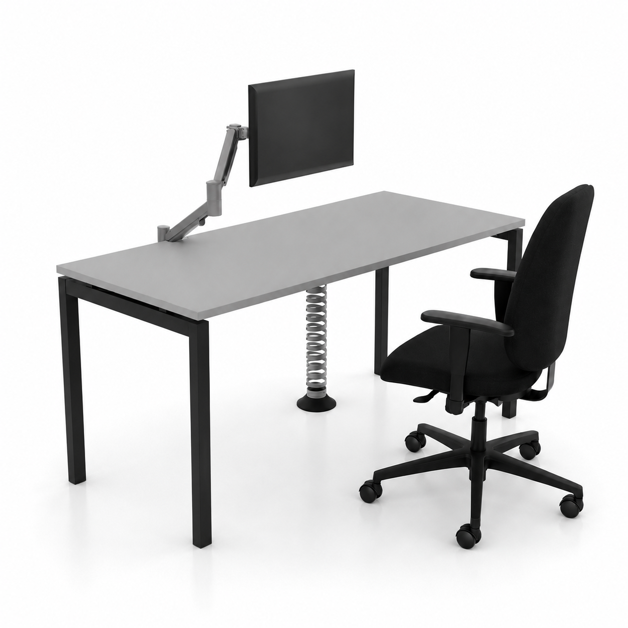 Postazione Home Office Completa, piano grigio e gambe nere