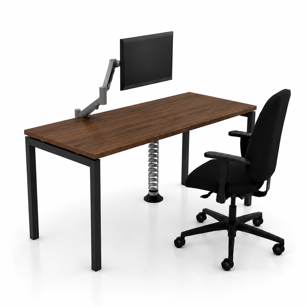 Postazione Home Office Completa, piano noce e gambe nere