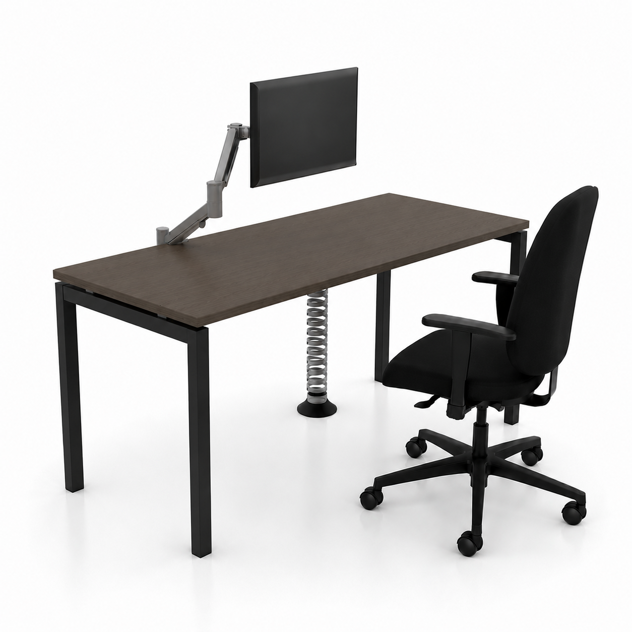 Postazione Home Office Completa, piano terra d'ombra e gambe nere